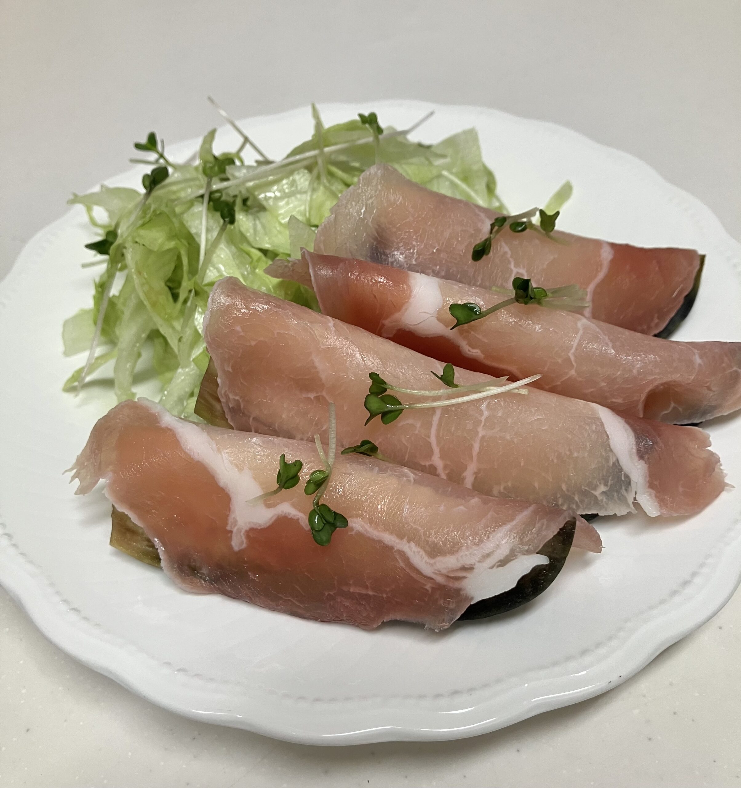 みずなす漬と生ハムのカルパッチョ